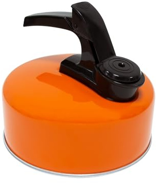 Milestone Camping Bouilloire de camping en acier inoxydable | 1 Litre | Orange | Sifflement Bouilloire Théière Cafetière Intérieur Extérieur Camping Randonnée Pique-nique