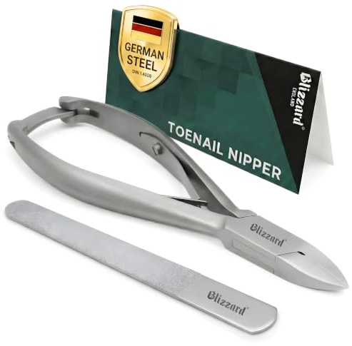 Blizzard Nail Clippers for Thick Nails - Podiatrist Nail Nippers for Seniors - Heavy Duty Toe Nail Clippers for Men - German Forged Podiatry & Chiropody Tool with Toenail File - 14.5cm Straight Head