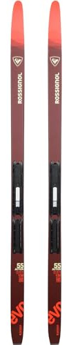 Rossignol Junior Evo Action 55 AR Lightweight Stable Beginner Nordic Touring Snow Skis with Kid's Nordic Bindings Step in, 110