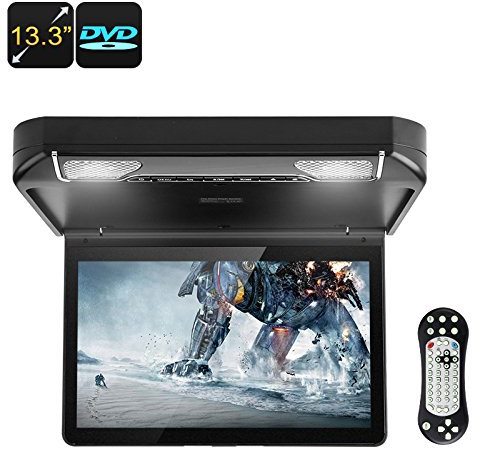 13.3-Inch Car DVD Player - BW Roof Monitor, HD Resolution, HDMI, AV, USB, SD, Region Free DVD, Built-in Speakers, Rotating Display
