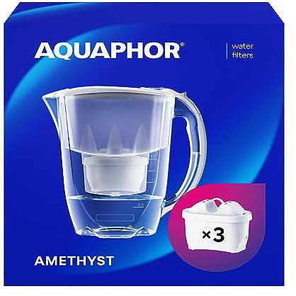 AQUAPHOR Jarra Filtradora de Agua Amethyst con (3) Filtro MAXFOR+ 200L - 2.8L - Gris