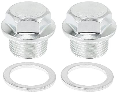 X AUTOHAUX 2 Piezas M22 x 1,5 Inoxidable Acero Tornillo Tapón Carter Tornillo Tapón para Drenaje de Aceite para Motor Plateado Tono