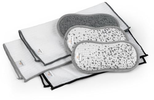 Beldray LA088673GRY1EU7 150 år Deluxe rengöringsset i kopparutseende, inkl. 3 mikrofiberdukar och 3 skurkuddar, perfekt mot envisa fläckar, för bänkskivor, kakel och glasytor