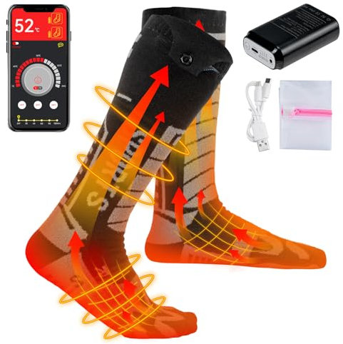 Chaussettes chauffantes, Chaussettes chauffantes, Chaussettes à Piles Rechargeables, Chaussettes d'hiver en Coton, Chauffe-Pieds pour Le Ski, la Chasse