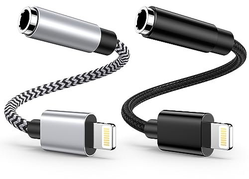 Lightning Klinke AUX Adapter iPhone [MFI Zertifiziert], Apple Lightning auf 3,5mm Klinkenstecker Audio Kabel, iPhone Kopfhörer Adapter Kompatibel mit iPhone 14 13 12 11 Pro Max X XS XR 8 7-2Stück