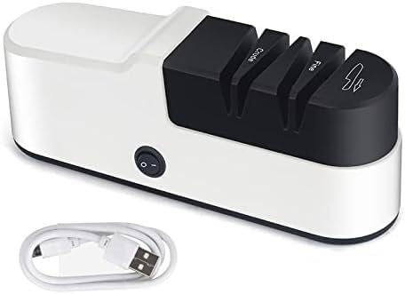 MAHWER Afilador de Cuchillos, Afilador de Cuchillos eléctrico Carga USB Amoladora de Cuchillos automática Afilador rápido eléctrico inalámbrico for el hogar Herramientas de Cocina (Color : Black)