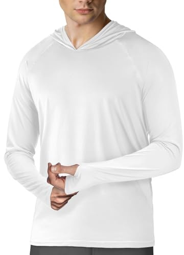 JumGear T-shirt à capuche de protection solaire UPF 50+ à manches longues pour homme, protection contre le soleil, protection UV SPF 50+, rashguard pour pêche, natation, randonnée, chemise aquatique