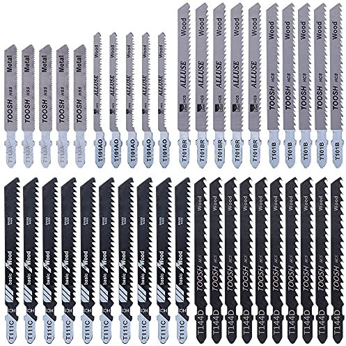 40tlg Stichsägeblätter Set T-Schaft Stichsägeblatt Professional Gemischte Stichsägeblätter für Bosch für Holz und Metall, Zubehör Stichsäge