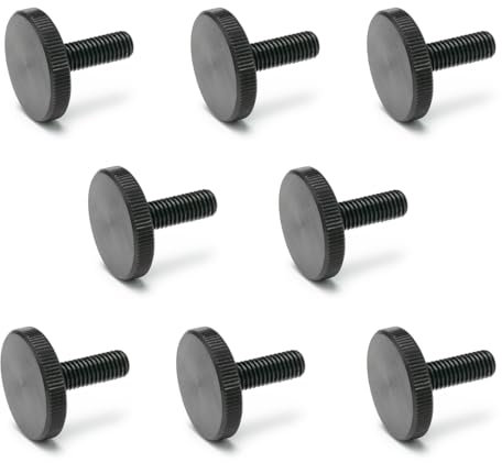 Ganter Normelemente | Vis moletées plates | Vis moletées (forme basse) | DIN 653-M5-16 | 8 pièces | Acier bruni | Filetage : M5 x 16