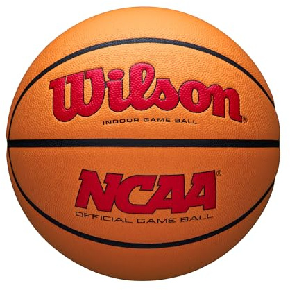 Basketboll Wilson NCAA Evo NXT för inomhusspel, officiell, scharlakansröd/orange, storlek 6, 72,4 cm