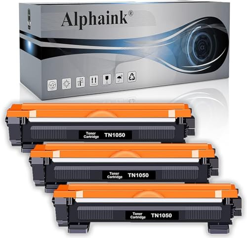 alphaink 3 Toner compatibili con Brother TN1050 TN-1050 TN-1000 per stampanti Brother DCP-1510 DCP-1512 DCP-1612W DCP-1610W DCP-1616NW HL-1210W HL-1110 HL-1112 HL-1212W HL-1201 MFC-1810 MFC-1910W