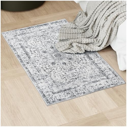 TecTake Alfombra Pelo Corto y Diseño Vintage, Mullida, Suave y Resistente, Lavable a Máquina, Base de Plástico TPE Antideslizante, Ideal para Salón, Dormitorio, Habitación Matrimonio