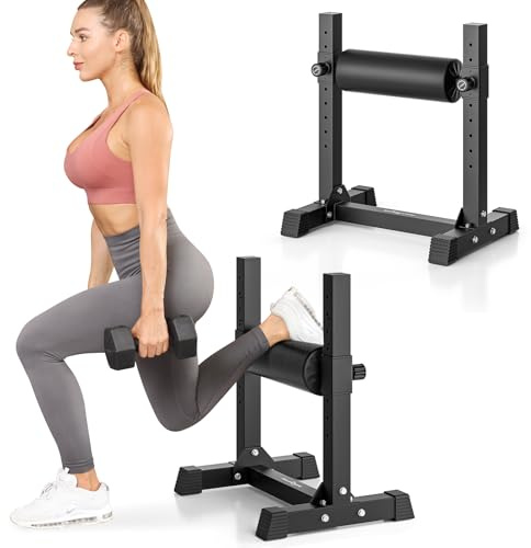 BODYRHYTHM Bulgarian Split Squat Stand, Single Leg Squat Roller Stand with 9 Adjustable Roller Heights for Squats, Leg Lunges, Lower Body Training. (Black)