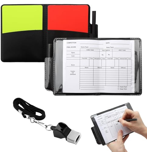 tarjetas arbitro futbol, silbato arbitro profesional, Kit de Tarjetas de Árbitro de Fútbol, Tarjeta de árbitro , Roja Amarilla Kit de Silbato de árbitro con Lápiz para Juego de Fútbol Deporte Escolar