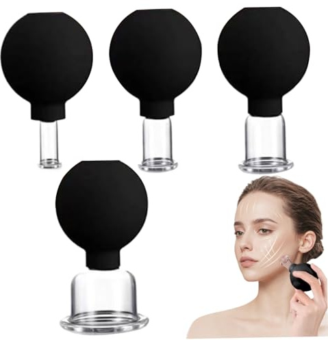 Set di coppette per il viso da 4 pezzi 4 misure ventose per il viso set di coppette in silicone e vetro per massaggio del e del corpo per i muscoli doloranti.