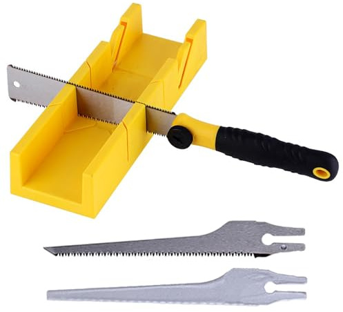 Takelablaze 12 Miter Box and Saw Set including 3 Hand Saws for Woodworking, Crafting, Carpentry, DIY, Woodworking Tools for Precise Miter and Bevel Cuts, 4PCS