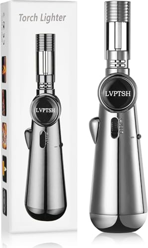 Butane Torch Lighter, Refillable Kitchen Torch Cooking Torches, Adjustable Angle & Flame And Safety Lock,Mini Blow Torch Lighter For BBQ,Baking,Brulee Creme,Crafts (Butane Not Included)