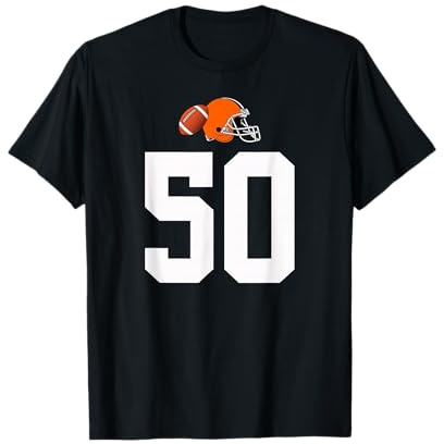 Americano Fútbol Casco Estilo Vintage Número 50 Camiseta