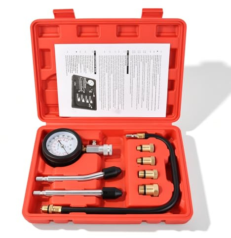 Testeur de compression Flydida pour moteurs essence Manomètre avec jauge d'épaisseur et 4 adaptateurs M10 M12 M14 M18 Convient aux voitures motos camions moteurs essence