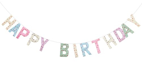 1 guirnalda de feliz cumpleaños reutilizable de tela, guirnalda de cumpleaños para niños y adultos (flor)