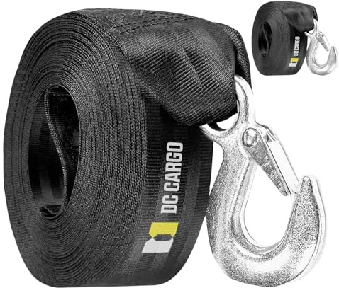 DC Cargo Mall Heavy Duty Boat Trailer Winch Strap with Hook - 2 x 20' (2 Pack) - 9,000 lbs Breaking Strength, Fits Both Hand-Crank and Electric Winches