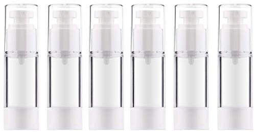 Alledomain 6Pcs Airless Pump Bottle | Refillable Empty Clear Travel Lotion Pump Containers/Vacuum Press Pump Bottles for Foundation, Essence, Lotion (30ml)