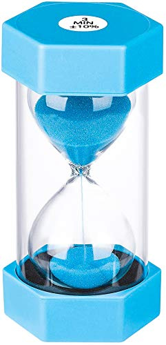Colorful Sand Clock 3 Minute,Small Blue Sand Watch 3 Min,Plastic Hour Glass Sandglass for Kids, Games, Classroom, Kitchen, Decor