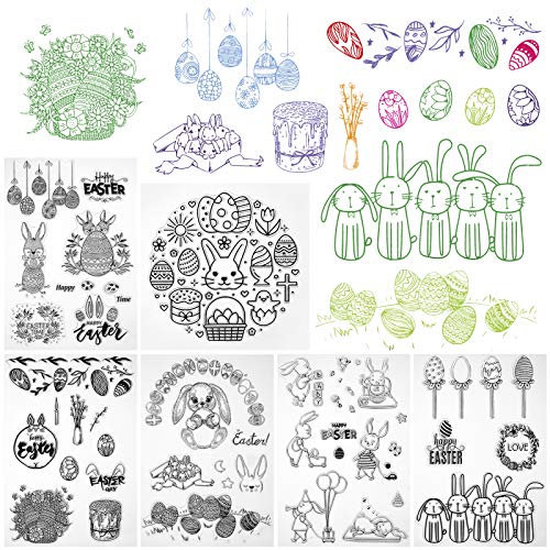 Kesote Stempel Ostern Silikonstempel Kinder Stempelset Clear Stamp Hase Deko Basteln DIY