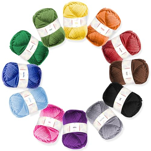 Acrylic Yarn Skeins 24 x 50g - 2400 Yards - Yarn for Crocheting - Soft Crochet Yarn for Knitting and Crafts - Multicolored Crochet Craft Yarn for Adults and Kids - 24 Pack