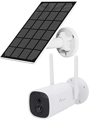 NIVIAN-Cámara de vigilancia WiFi+Panel Solar-Batería Larga duración 10400mAh-FullHD-Detección de Movimiento y Humanos-Apta Exterior-Visión Nocturna-Audio bidireccional-Alexa,Google Home,App Tuya