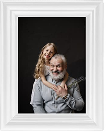 MOMLKFDAY White 8x10 Picture Frames – Solid Wood with High Definition Glass, Perfect for Tabletop or Wall Hanging – Ideal for Dad, Grandpa, Father's Day Gifts