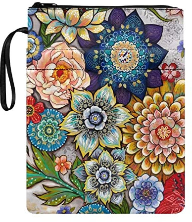 Poceacles Buchhülle - waschbare Buchschoner Boho Mandala Blumen Muster
