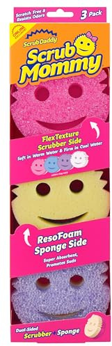 Scrub Daddy Scrub Mommy Sponges - Dish Scrubber + Non-Scratch Cleaning Sponges Kitchen, Bathroom + Multi-Surface Safe - Dual-Sided Dish Sponges for Scrubbing - Online Exclusive (3 Count)