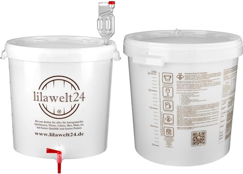 30l Kompletter Gärbehälter mit Skala Gäreimer Eimer Fermentation Gärfass für die Vergärung von Bier, Wein TOP !!