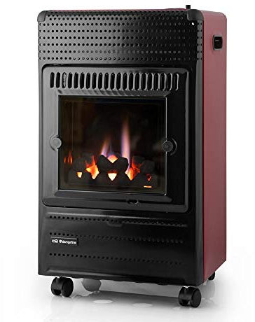 Estufa de llama azul. Imitación de leña y fuego real. Potencia máxima 3500W. Apta para gas propano y gas butano.