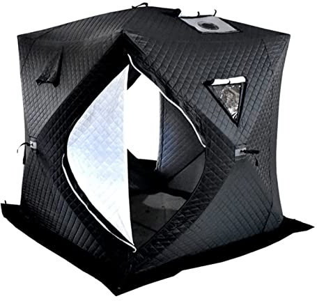 3-lagiges Winter-Angelzelt aus Baumwolle – Outdoor Eisangeln Unterschlupf mit Ofen, Kaminloch, 2 Türen – ideal für Wintercamping – langlebig & geräumig