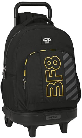 BlackFit8 Zone - Mochila Grande con Ruedas, Compacta, Extraíble, Ideal para Niños de Diferentes Edades, Cómoda y Versátil, Calidad y Resistencia, 33x22x45 cm, Color Negro