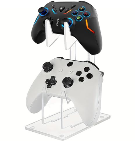 ARHAR Soporte Universal para Mando de Juego,Transparente Acrílico Soporte Cascos Gaming，Soporte Auriculares Gaming de 2 Niveles,Headphone Stand para Todos Los Controladores y Auriculares de Juegos