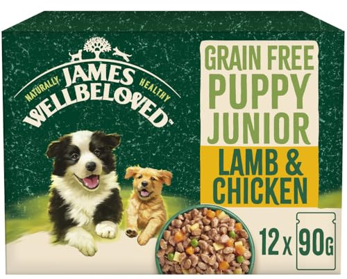 James Wellbeloved Grain Free Puppy Dog Food with Lamb and Chicken in Gravy Pouch 12 x 90 g