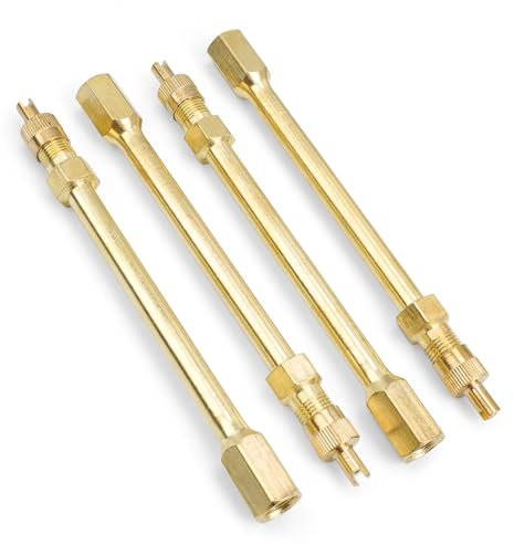 DEANKEJI 4 Stück Ventilverlängerung Autoventil, Ventilverlängerung aus Messing, 10cm Autoventil Verlängerung, Geeignet für Motorräder, Fahrräder, Autos, Elektroroller