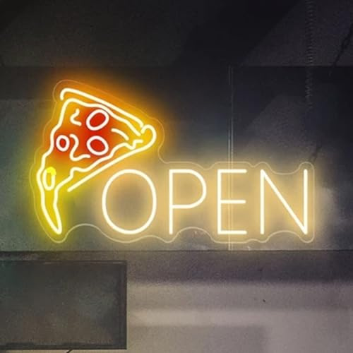 Pizza neonskylt akryl öppna upplysta skyltar för företag, LED pizza väggkonst för pizzeria butik kök ugn pizza festdekorationer, gåvor för pizzaälskare, 40 x 20 cm/15,7 x 7,8 tum