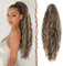 FESHFEN Coleta Postiza Pelo Natural con Pinza Cola Postiza Largo Ondulado Rizado Marrón Castaño Mixto Rubio Ceniza Sintética Extensiones Coleta Postizos para Mujeres, 65 cm