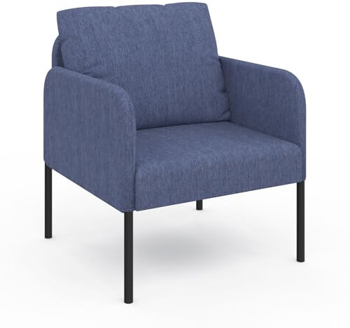 IDMarket - Sillón Auguste tejido azul, patas metálicas, color negro