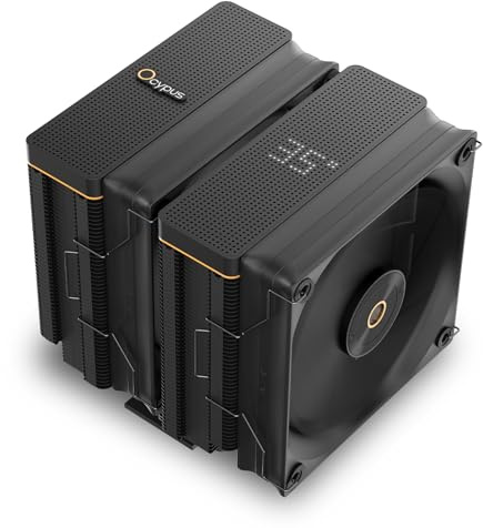 Ocypus Iota A62 BK CPU Kühler mit Echtzeit Digitalanzeige, 6 Kupfer-Heatpipes,Zwei 120mm PWM Lüfter, FDB Lager,CPU Luftkühler für AMD AM4/AM5, Intel LGA 115X/1200/1700/1851