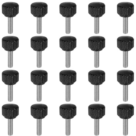 QUARKZMAN 20 stycken räfflade skruvar M5 x 20 mm vingskruvar med gänga, rostfritt stål 304 dragskruv 16 mm rund klämskruv stjärnhandtagsskruv klämspak tumskruv för möbelmaskin