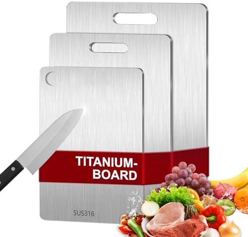 3PCS Titanium Cutting Board,100% Pure Titanium Cutting Boards for Kitchen, 2025 New Double Sided Food-Grade Chopping Board for Cutting Meat Vegetable Fruit