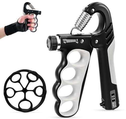 Kuvarix Hand Grip, 5-100kg Grip Musculation avec Compteur, Entraîneur de Mains Entraîneur de Doigts