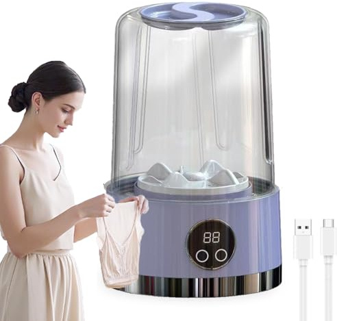 Minilavadora de Trapos, Mini Washer Machine Portátil - Mini Lavadora para Trapos de Cocina y Ropa Interior, Mini Washing Machine con Centrifugado para Limpieza Higiénica (Morado)
