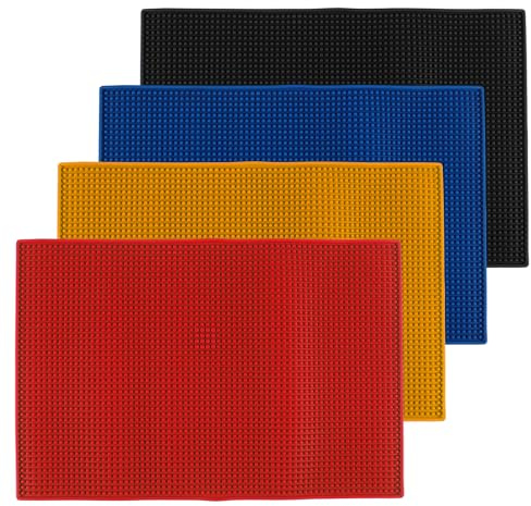 4 Pack 45x30cm Bar Mat, 18 x 12 Inch Colorful Rubber Bar Service Spill Mat for Home Pub, Coffee Drying Mats for Cocktail, Bartender, Counter Top (4 Colors)