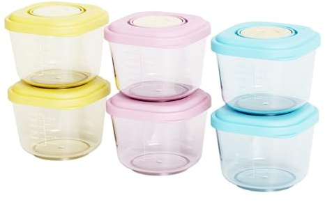 Contenitori per alimenti per bambini 6 pezzi 150 ml Vasetti quadrati e impilabili in PP per alimenti per bambini con coperchio e bilancia Contenitori per a tenuta stagna resistenti al microo